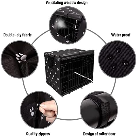Pet Prime Dog Crate Cover for Wire Cages 24 30 36 42 48 Inch Outdoor Pet Kennel Cover Machine Wash & Dry (Cover Only) (24 Inch Crate Cover (24"x18"x19"))