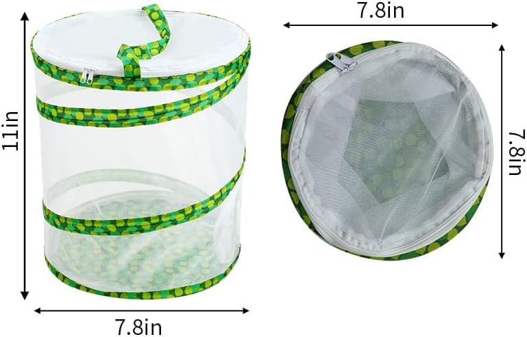 Butterfly Growing Kit- Pop Up Foldable Butterfly Habitat Cage -7.8" x 11" Tall - Clear Mesh Enclosure Terrarium