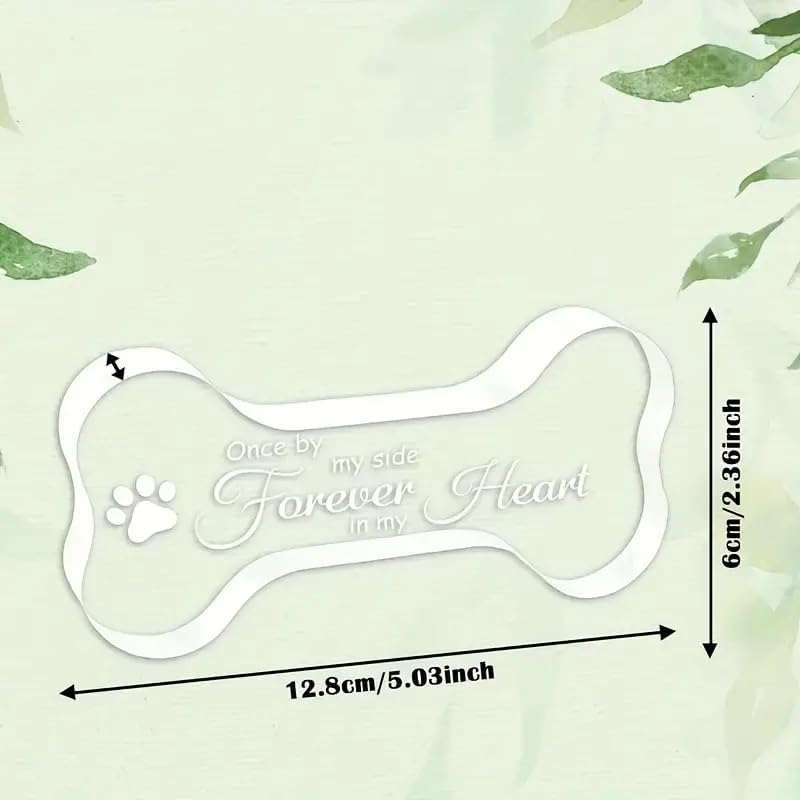 Glass Dog Bone Memorial Keepsake Plaque - Sympathy Bereavement Gift for Loss of Dog, Pet Loss Comfort Remembrance, Durable Acrylic Material- "Once by My Side Forever in My Heart"