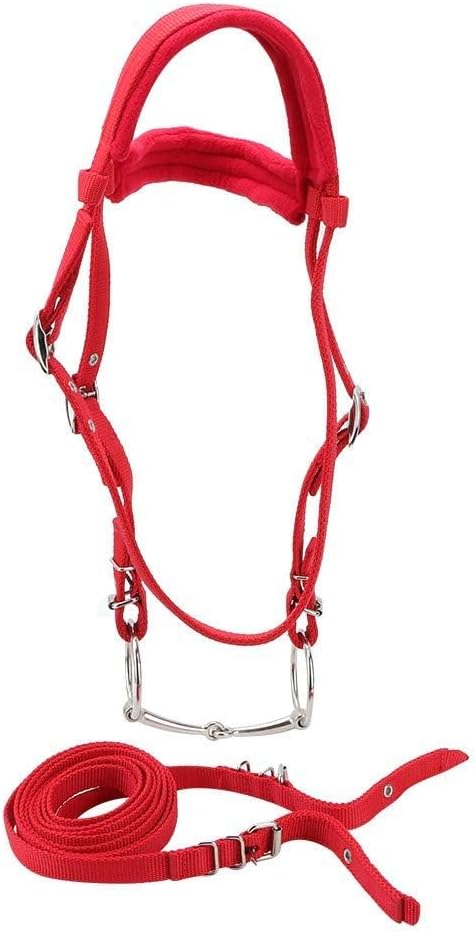 Horse Bridle Adjustable PP Headstall, Soft Cushion Red
