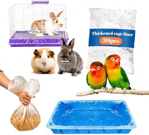 Disposable Small Animal Cage Liners, Plastic Liners Can Cover 37x19, 34x22 30x20 Inches, Suitable For Rabbits, Birds, Guinea Pigs, Chinchillas (30)