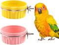 2 Pack Bird Detachable Bowl Plastic Food Cup Convenient Hanging Seed Water Feeder for Bird Parrot Canary Finch Parakeet Budgie Cockatiel Lovebird