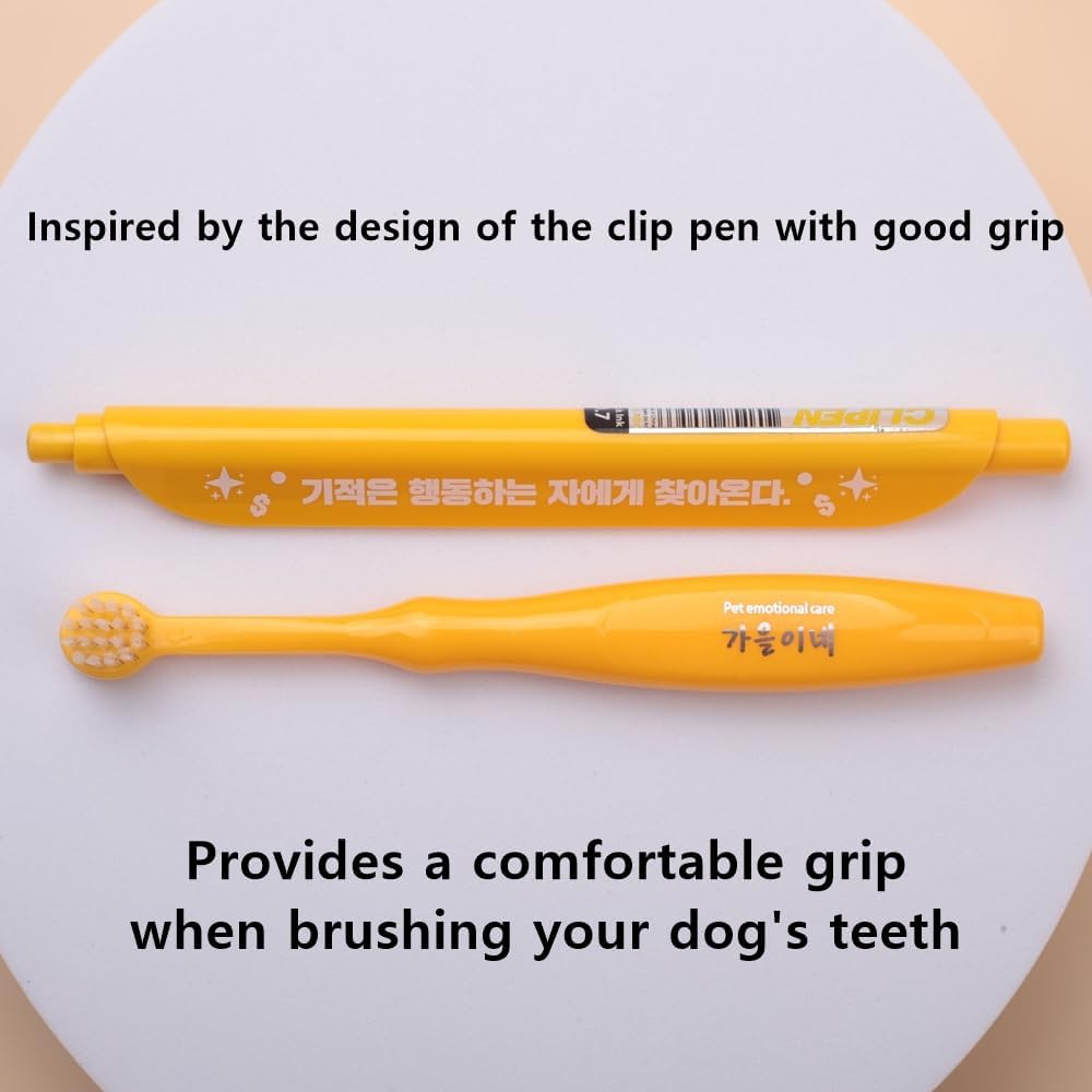 Tiny Small and Medium Dog Toothbrush Made in Korea Brush Bristles That are Soft and Do Not Irritate Your Dog’s Gums Small Toothbrush Grip and Excellent Tartar Removal (4pcs)