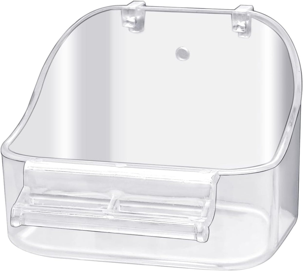 Acrylic Hanging Bird Bath for Small Birds - Bird Cage Accessory Bathing Tub for Parakeet Canary Budgerigar Lovebirds, with Fixing Screws, 5 x 3.6 x 4 Inches, Blue, 1PCS