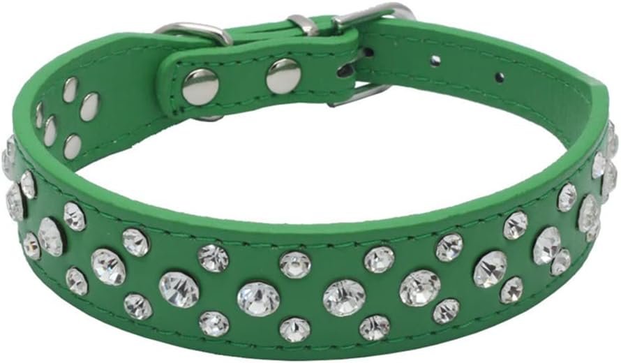 Bling Rhinestone PU Leather Crystal Diamond Pet Dog Cat Puppy Collar Black S M L XL(Red,M)