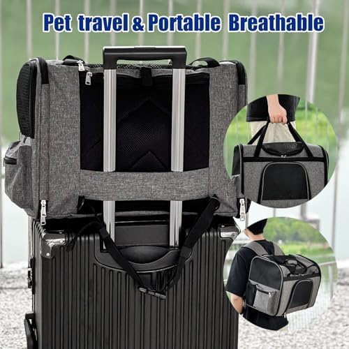 pet Bag Multi Purpose pet Bag Collapsible Portable for Dog cat go Out Traveling Carrier Backpack for Secret Adventures Cat and Dog (Black, S:17.7"X10.6"X12.6”)