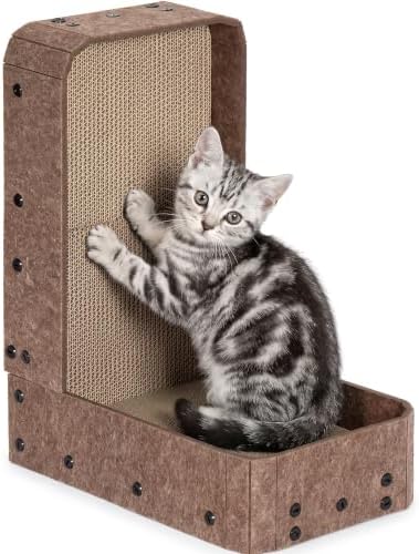 18.9" Felt Cat Scratcher with Full Enclosure Holds Scrap, Medium