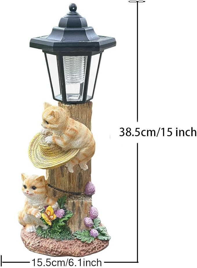 Solar Cat Outdoor Statue, Garden Statue - Image 3
