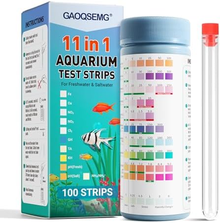 11 in 1 Aquarium Water Test Kit,Fish Tank Freshwater Ammonia Test Strips