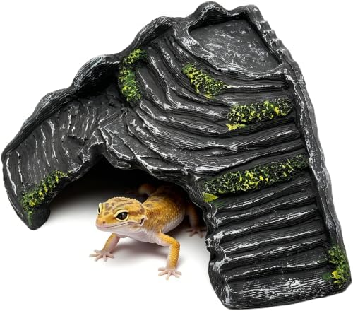 Reptile Hideout Cave with Basking Platform, Snake and Gecko Hide