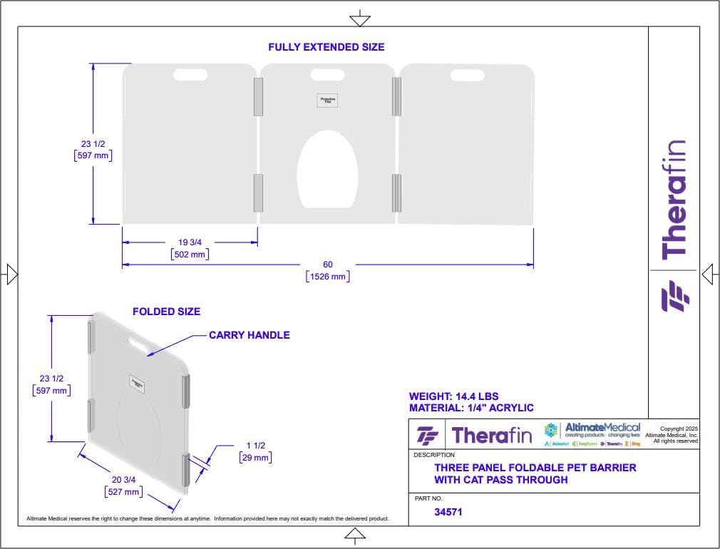 Pet Barrier (3-Panel (Cat Pass Through))