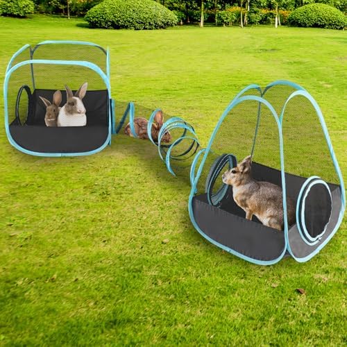 YUEPET Rabbit Tunnel & Cube Tent Set, 3-in-1 Bunny Playpen