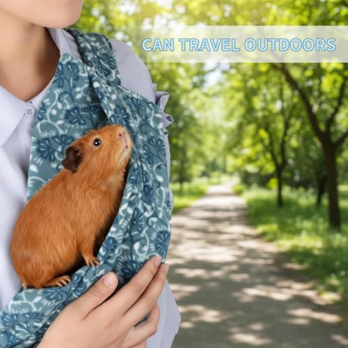 Guinea Pig Carrier Sling and Backpack 2-in-1, Adjustable Soft Bonding Pouch with Shoulder Strap for Safe Pet Travel (Blue)