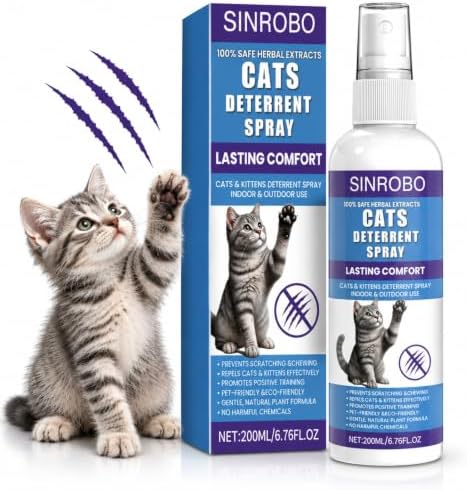 Cat Deterrent Spray, Plant-Based Cat Repellent Spray to Protect Furniture, Anti-Scratch & Chewing Control for Sofas, Carpets & Plants, Indoor & Outdoor Cat Training Aid (1 Pcs)