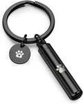Personalized Master Free Engraving Custom Pet Dog Paw Cylinder Cremation Urn Keychain Keepsake Memorial Ashes Jewelry Black