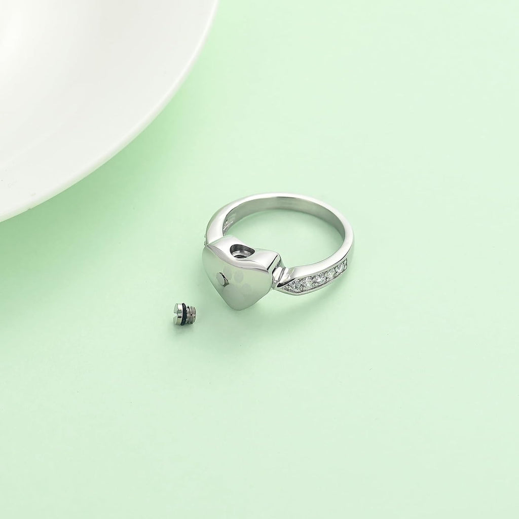 Dog Cat Paw Print Urn Ring for Ashes Pet Ash Memorial Jewelry