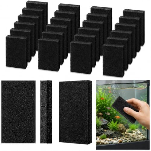 24 Aquarium Seaweed Pad 4x6'' Double Side Cleaner Sponge, Black