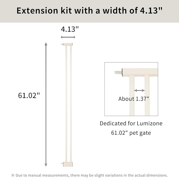 Lumizone Extra Tall Cat Gate Extension Kit 61.02" High Pressure Mounted 4.13" - Image 3