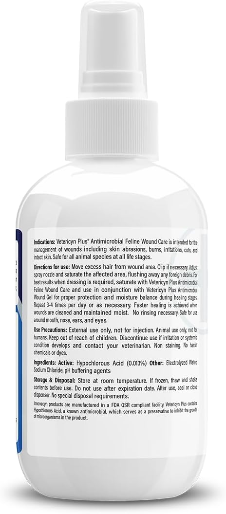 Vetericyn Plus Cat Wound Care Spray for Cuts, Bites & Skin Care, 3 oz