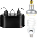 Reptile Heat Lamp Blub Combo Pack, Dual, Dual Reptile Lamp Fixture with Intense Basking Spot Light UVA Daylight Reptile Heat Lamp & 26W Energy Saving UVA 10.0 UVB Bulb Spiral Compact Bulb