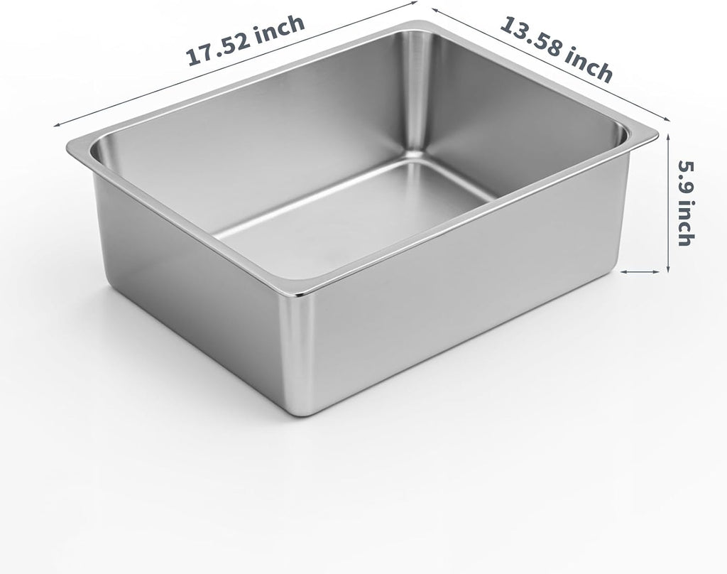 Kirecoo Large High Sided Stainless Steel Cat Litter Box, Non-Stick