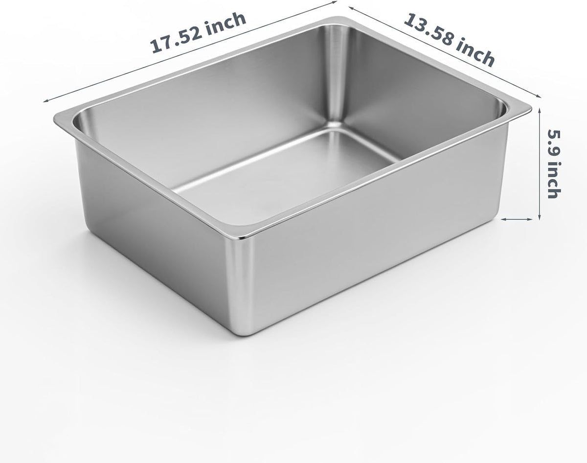 Kirecoo Large High Sided Stainless Steel Cat Litter Box, Non-Stick