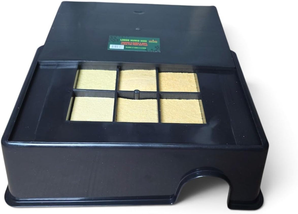 Small Humid Hide for Bearded Dragon, Corn Snake, Ball Python, Crested Gecko, Lizard, Leopard Gecko, Turtle, Tortoise, Frog - 5.75"x3.25"x2.5" with Sponges