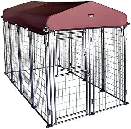 8'*4'*5' Dog Kennel Outdoor with Roof Cover for Large Dogs Heavy Duty Dog Fence Welded Wire Catio Retriever Dog Playpen
