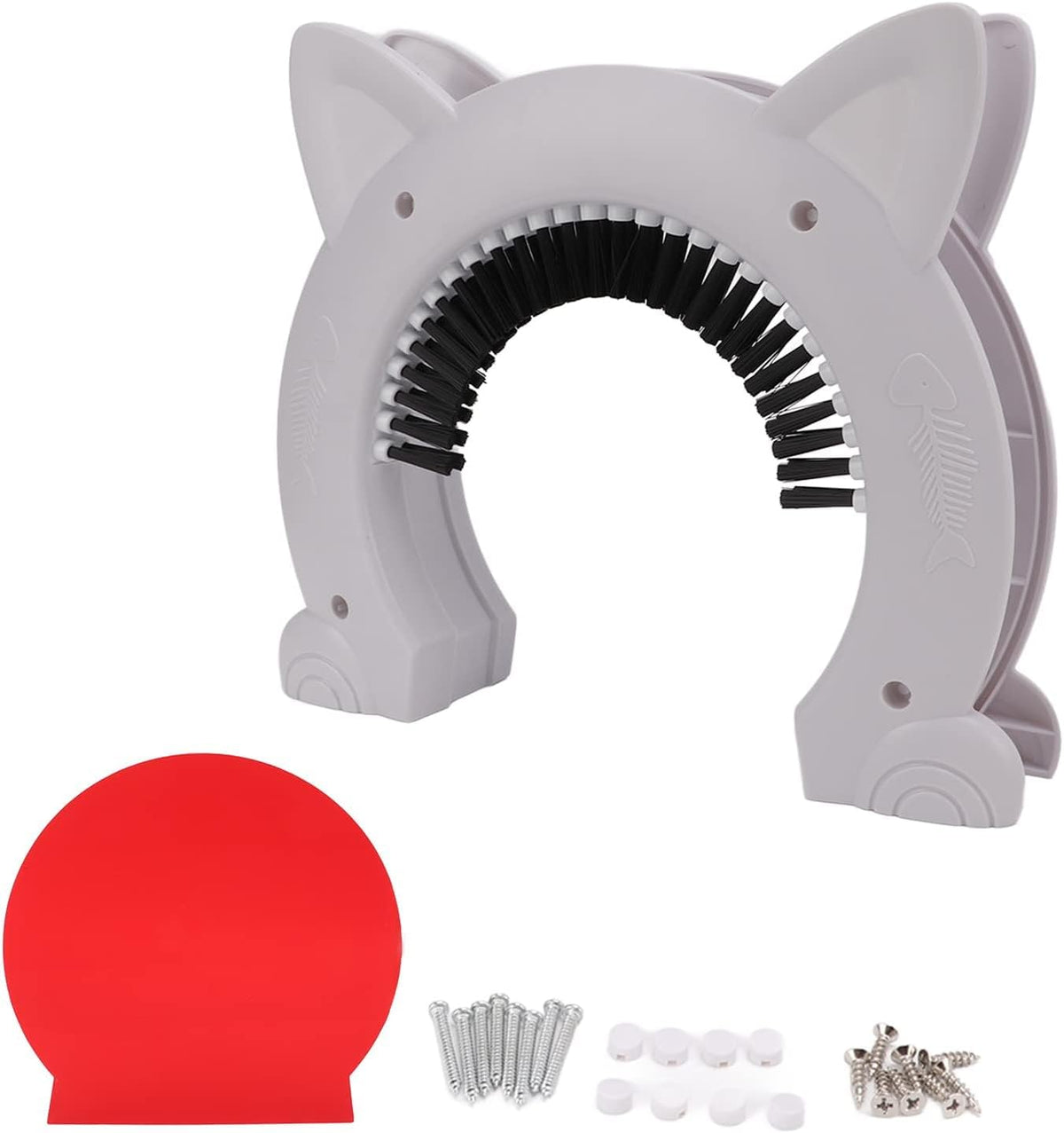 Interior Cat Door, Cat Door for Interior Door Cat Hole Pet Door for Cats Pet Doors with Grooming Brush Outdoor Cat Door for Cats, 22.5x26.5x5.5cm (White)