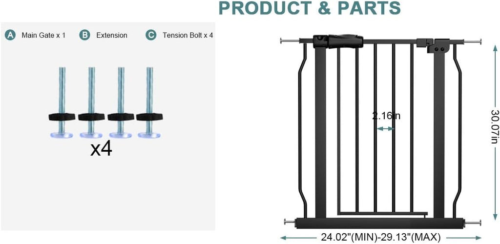 24 Inch to 29 Inch Wide Narrow Baby Gates for Small Doorways