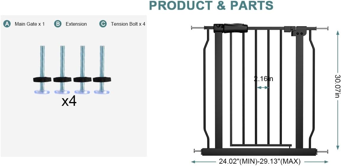 24 Inch to 29 Inch Wide Narrow Baby Gates for Small Doorways
