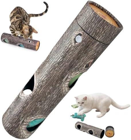Interactive Cat Toy - 6-Hole Roller Box with 3D Pressure-Resistant Paper, Mental Stimulation & Anxiety Relief, Includes Catnip Plush & Bell, Solo Play for Indoor Cats