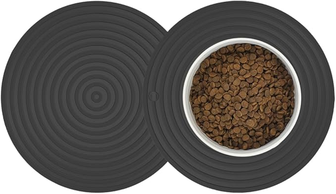 2 Pack Silicone Pet Food Mat, Small Rubber Mat by Metopets