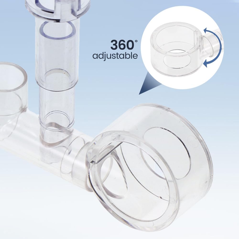 Aquarium Surface Skimmer Kit, Integrated Filter Pipes Skimmer with 360° Adjustable Angle for Aquarium Fish Tank