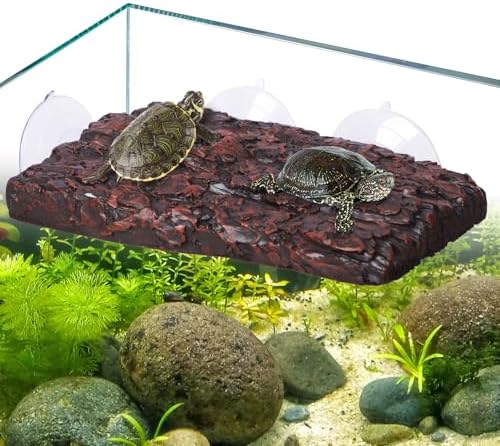 Pawfly Turtle Basking Platform — Resin Dock with 3 Suction Cups for Aquatic Turtles, Frogs, Turtle Tank Accessory