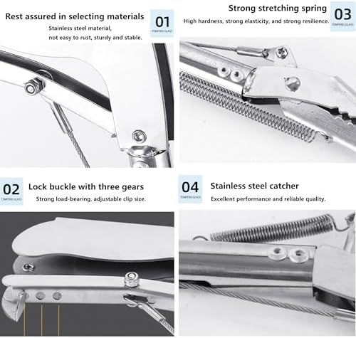 weilaike 47.3" Snake Grabber Tool, Collapsible 2 Sections Snake Stick, Snake Tongs Only 24 in After Folding, Can Also Be Used as Reptile Tongs and Snake Hook