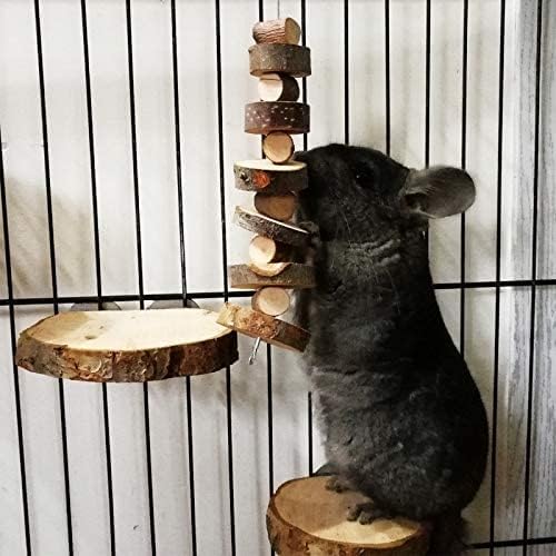 LWINGFLYER 6pcs Small Animal Chews Toy Natural Apple Wood Block Cage Hanging Molars Treats Snack for Hamsters Rabbits Bunny Bird Parrots Chinchilla Guinea Pig Gerbils Squirrels