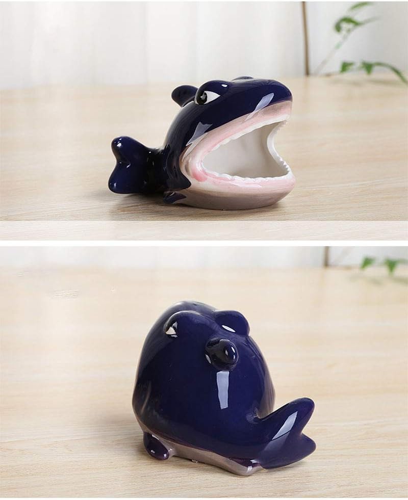 Hamster House Ceramic Shark Shape Small Pet Hideout Nest-Hamster Sand Bath-Chinchilla Dust Bath Nesting Habitat Cage Accessories(Shark)