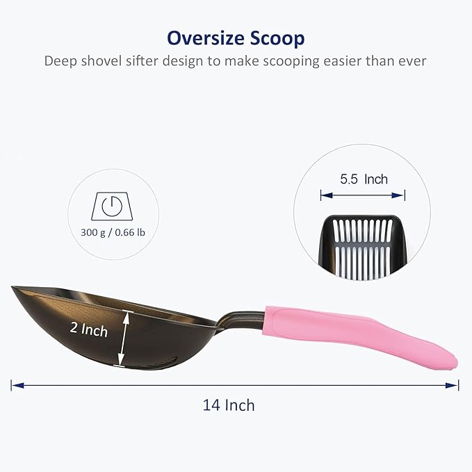 WePet Cat Litter Scoop, Non-Stick Plated Aluminum Alloy Sifter, Kitty Durable - Image 3