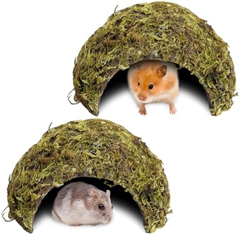 BNOSDM Hamster Hideout 2Pcs Natural Mossy Cave Houses