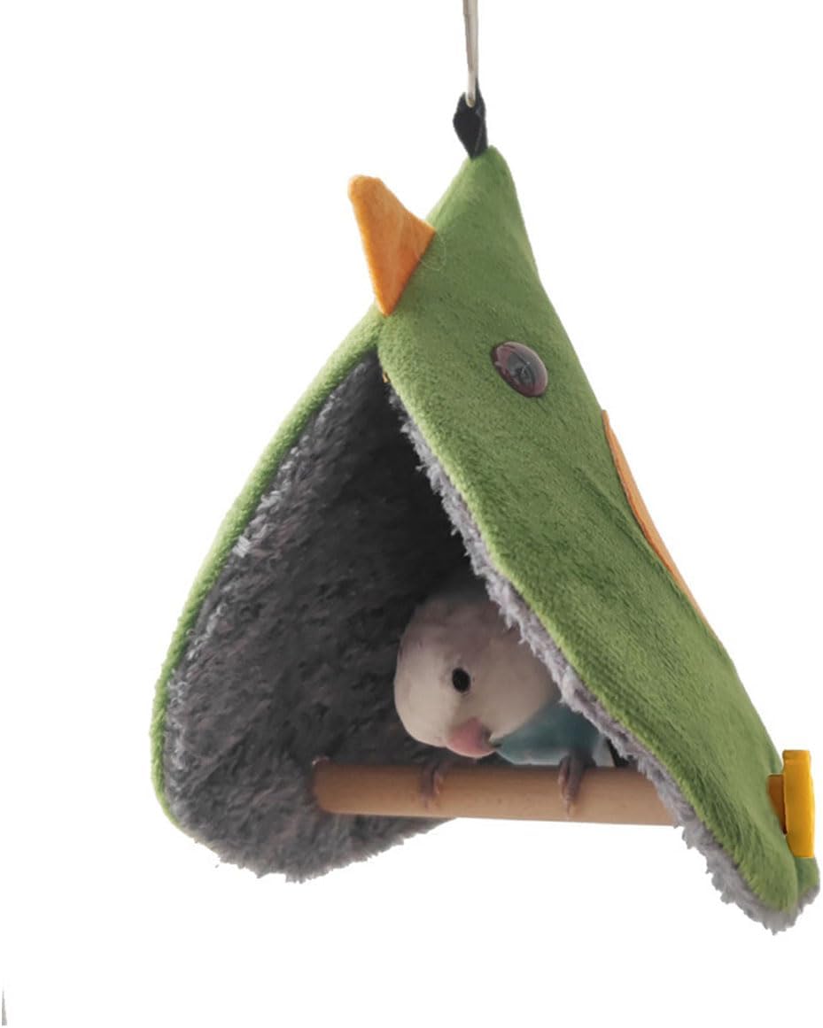 Bird Snuggle Tent - Hanging Sleeping Hut with Perches for Small Birds Parrot Parakeet Cockatiel Conure Budgie Finch Quaker