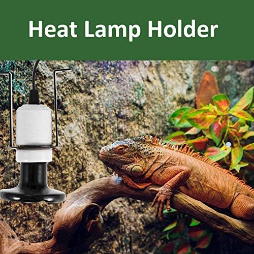 Reptile Ceramic Heat Lamp Holder with Mounting Bracket, E26/E27 Socket for Bulbs up to 300W, 5ft Cord for Terrarium (No Bulb)