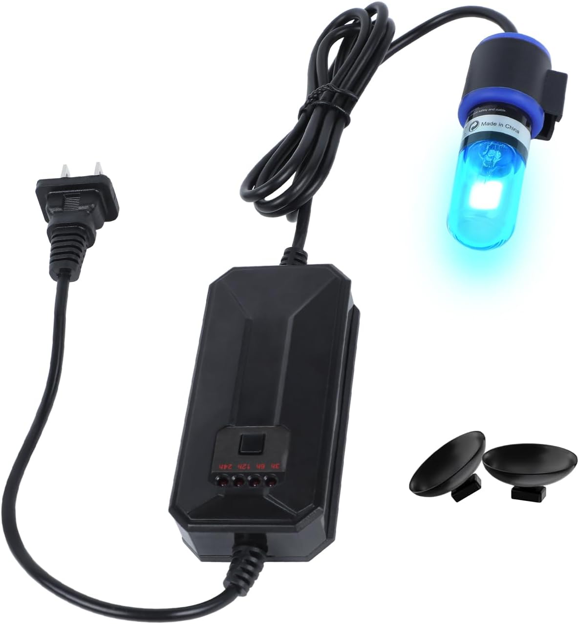 UV-C Aquarium Clean Light with Timer, Mini 3W 5W 7W 9W 11W Submersible Algae Clean Light Water Green Clean Fish Tank Water Clean Lamp for Sump Pond Filter Tank (5W Timer)