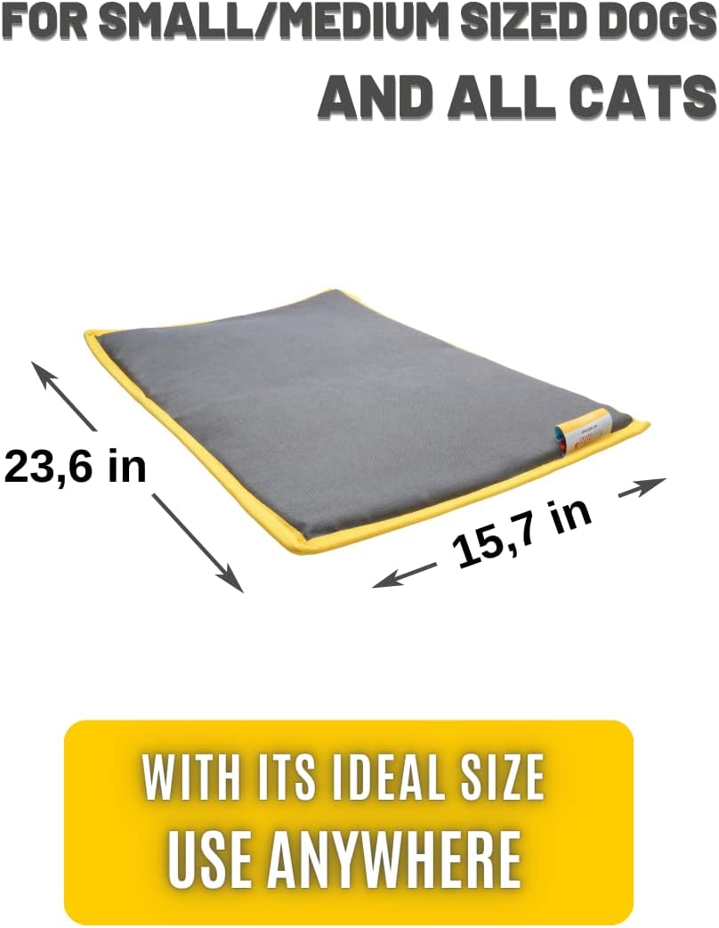 pawdaz Cooling Heating Mat for Cat & Dog Small Medium Pet (16x24), 5 Layers Microwave Water Repellent No-Electric Thermal Pad Washable Non Slip Durable Solid Warming Gel Bed (Anthracite)