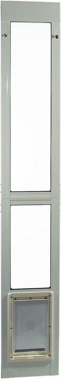 IDEAL PET PRODUCTS Since 1979 Ideal Pet 96” Aluminum 2-Piece Modular Pet Patio Door with Single Pane Glass and Clear Flexible Flap, for Cats or Dogs, 7" x 11-1/4" Flap Size
