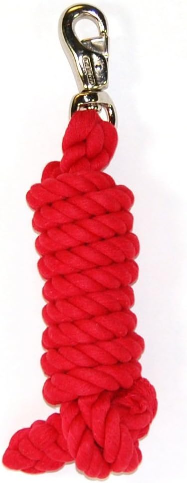 Hamilton 3/4" x 10' Cotton Horse Lead Rope with Bull Snap, Red