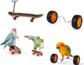 Bird Training Toys Set, 2 Piece Skateboard and Balance Bike for Parrots, Balance Training Accessories (Orange Wheel Core)