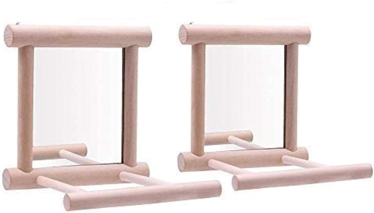 Litewoo Bird Mirror with Perch Parrot Swing Interactive Play Toys, 2 PC