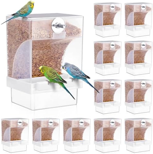 Glikceil 12 Pcs No Mess Bird Feeder Automatic Bird Parrot Feeder for Cage