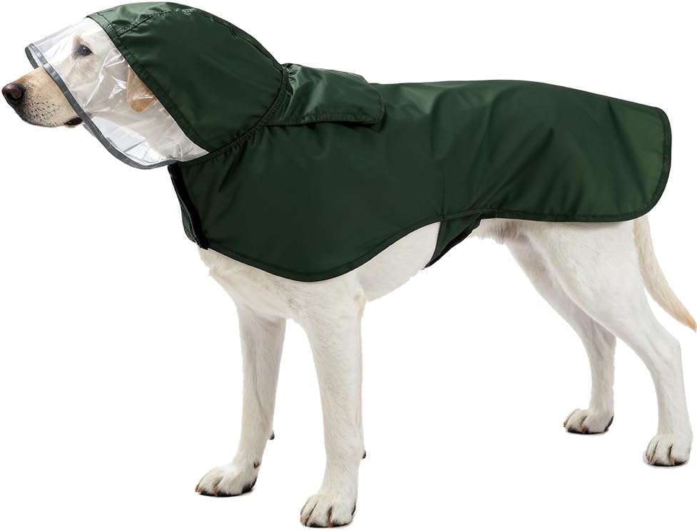 Pet Raincoat Packable Hooded Dog Rain Jacket Reflective Strips Lightweight Adjustable Poncho for Small Medium Large Dogs Yellow XXL